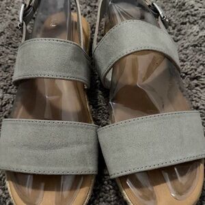 Matisse Light Gray Suede Two-Strap Sandals
